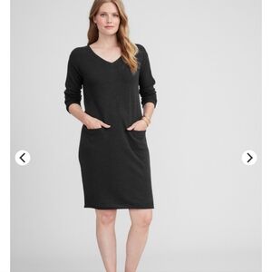 Garnet Hill Easy V-Neck 100% Cashmere Dress | Black | Size Small GUC